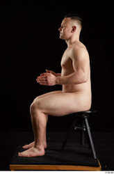 Whole Body Man White Nude Average Sitting Studio photo references